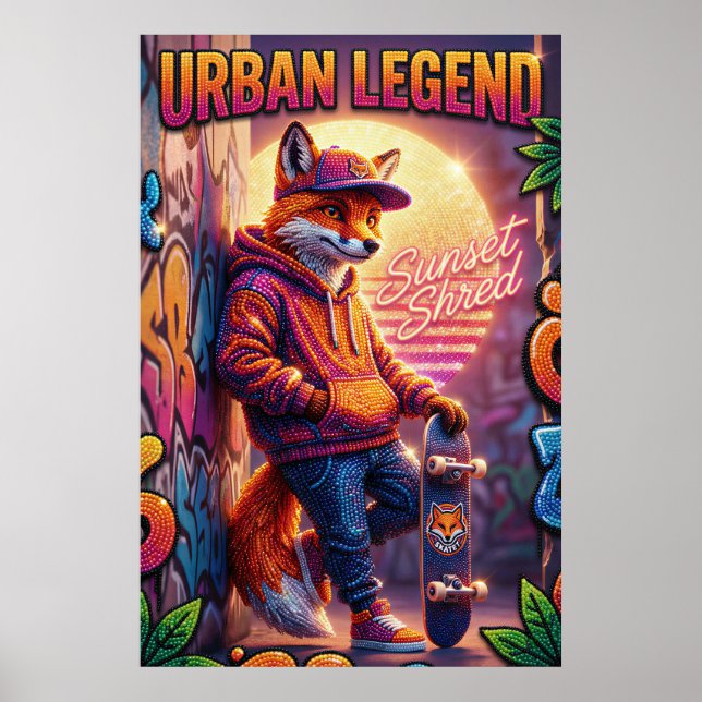 Urban Legend Fuchs Skater Poster Neon Graffiti (Vorne)