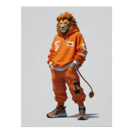 Urban Lion Vibes - Futuristic Streetwear Design Poster