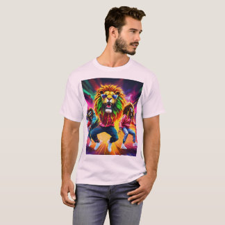 Urban Majestät: Geometric Lion Graffiti T - Shirt 