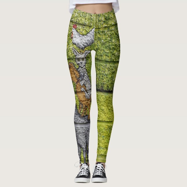 "Urban Menagerie Leggings: Graffiti Animal Parade" Leggings (Vorderseite)