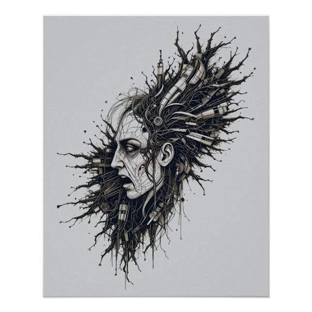 Urban Mind Explosion Abstract Surreal Portrait Cit Poster (Vorderseite)
