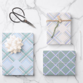 Urban Modern Tartan in Perl und Blau Geschenkpapier Set