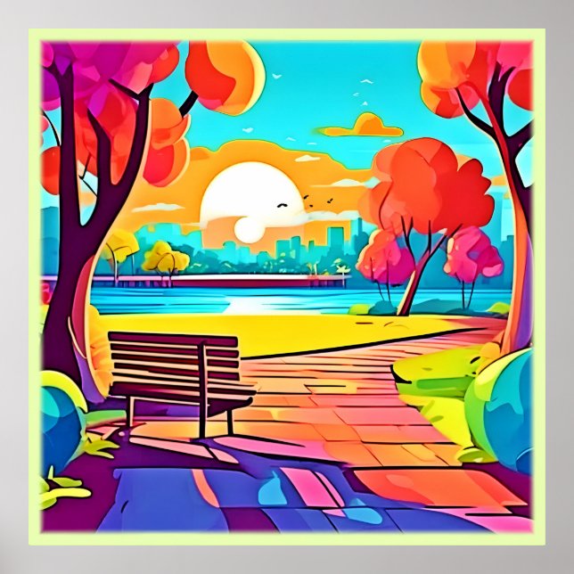 Urban Oasis Sunset Panorama Poster (Vorne)