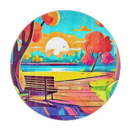 Urban Oasis Sunset Panorama Schneidebrett