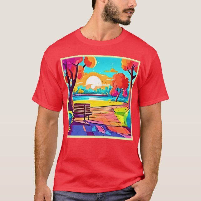 Urban Oasis Sunset Panorama T-Shirt (Vorderseite)