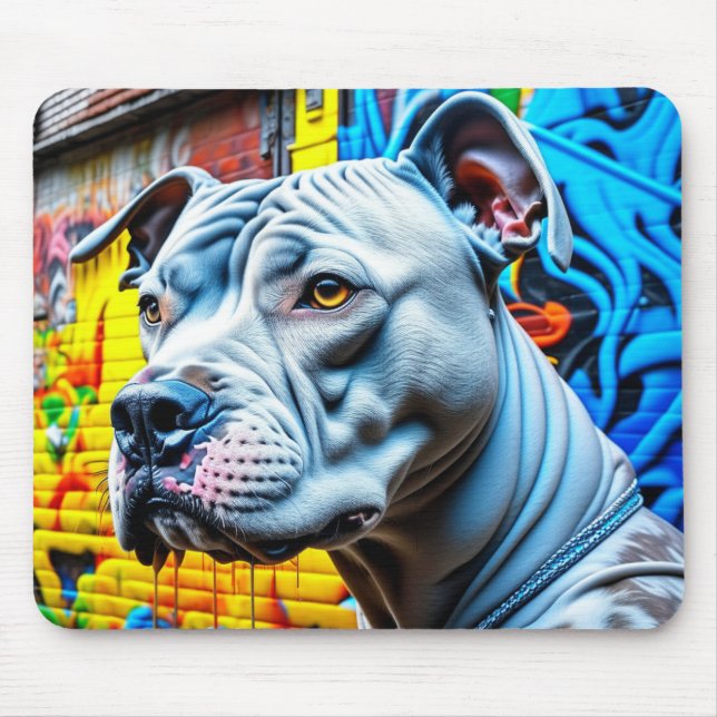 Urban Pitbull City Graffiti Street Art Mousepad (Vorne)