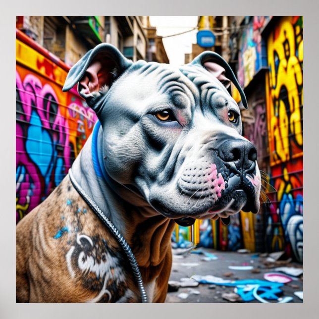 Urban Pitbull City Street Art Graffiti Poster (Vorne)