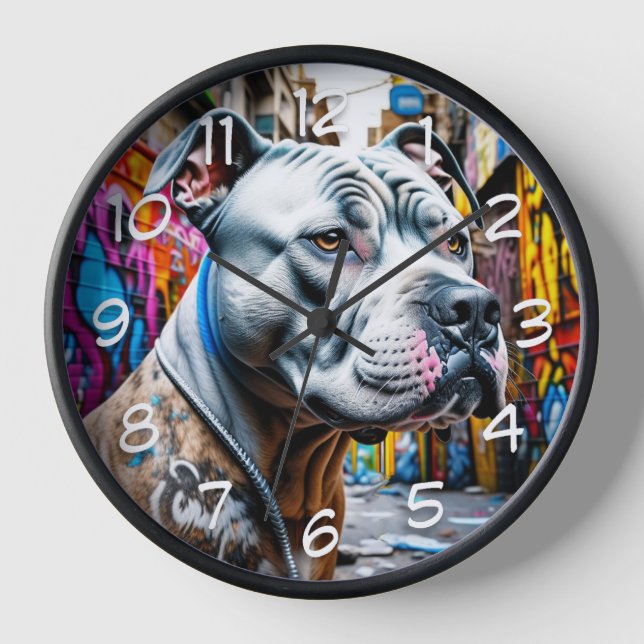 Urban Pitbull City Street Art Graffiti Uhr (Vorderseite)