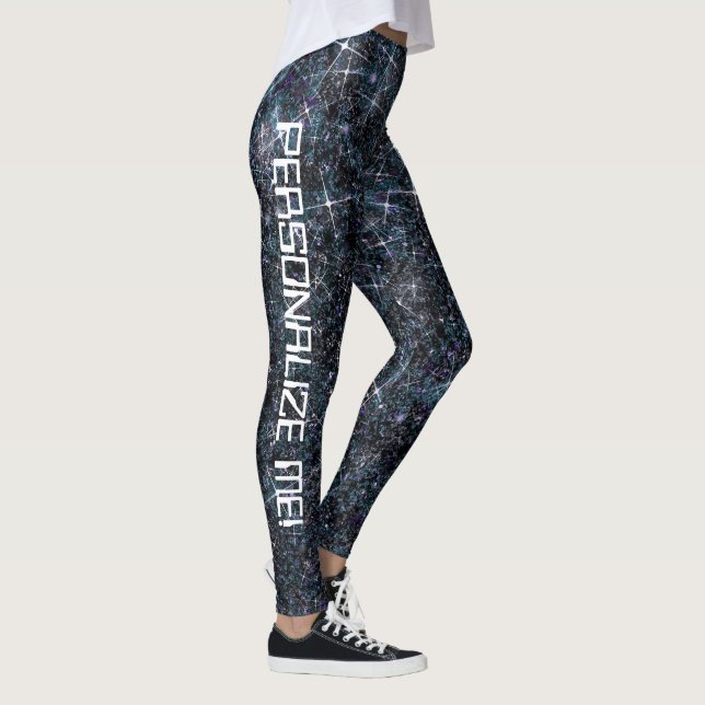 Urban Planet Black Galaxy Glitzer CUSTOM TEXT Leggings (Rechts)