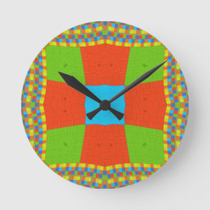 "Urban Quilt" Europäisches geometrisches Muster Ar Runde Wanduhr