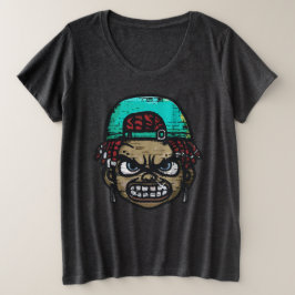 Urban Rebel: Graffiti Style Face Große Größe T-Shirt