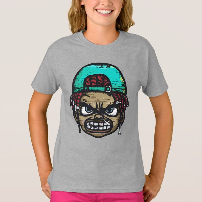 Urban Rebel: Graffiti Style Face T-Shirt (Vorderseite)