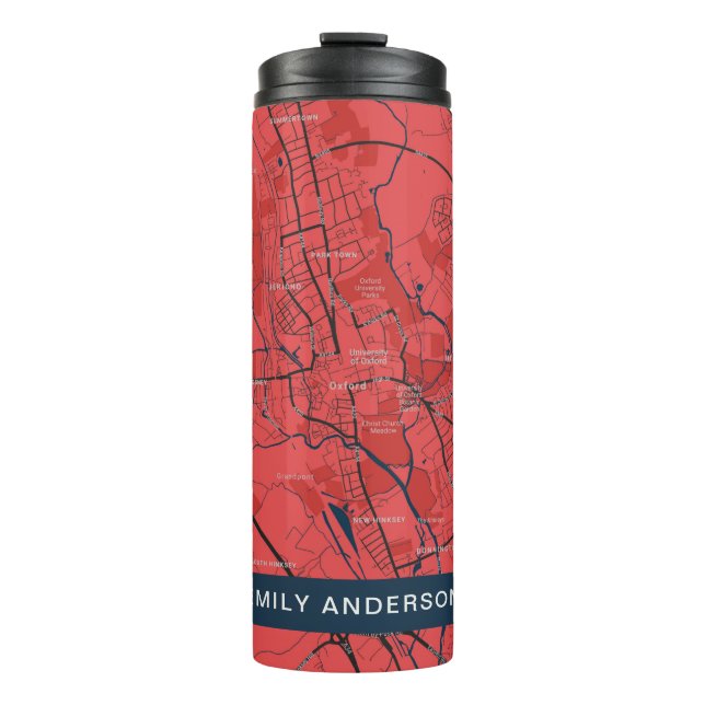 URBAN RED NAVY OXFORD UNIVERSITY UK KONTUR MAP THERMOSBECHER (Vorderseite)