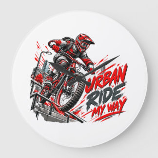 Urban Ride My Way – Extremer Mountainbikesport in  Große Wanduhr