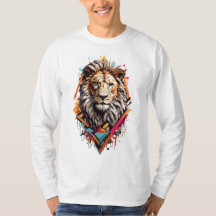 Urban Roar: Geometric Graffiti Lion Design,