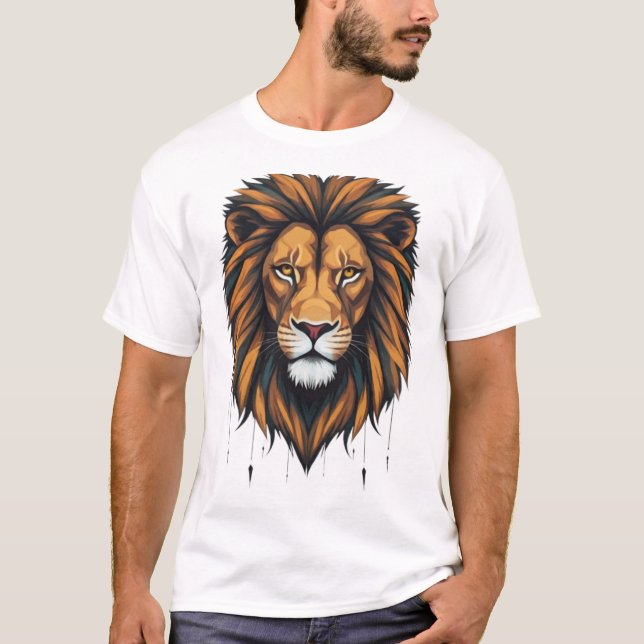 Urban Roar: Geometric Lion Graffiti T-Shirts (Vorderseite)