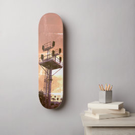 Urban Rustic Cityscape Riding Rails Two Skateboard