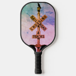 Urban Rustic Cityscape Waiting 2 Pickleball Paddle