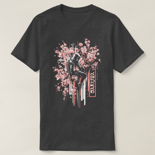 Urban Samurai Unter Sakura Hemd Moderner Krieger C T-Shirt (Design vorne)