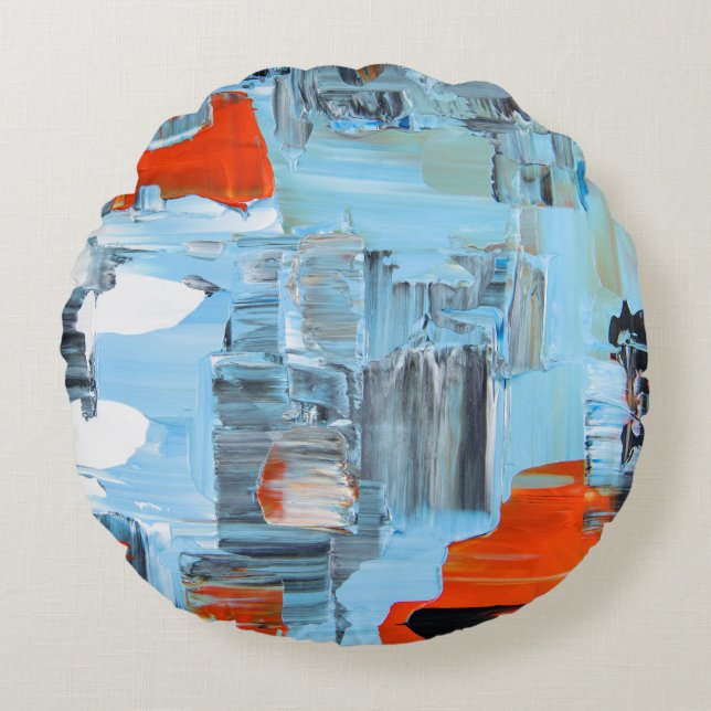 Urban Sky Palette Abstract Round Throw Pillow Rundes Kissen (Vorderseite)