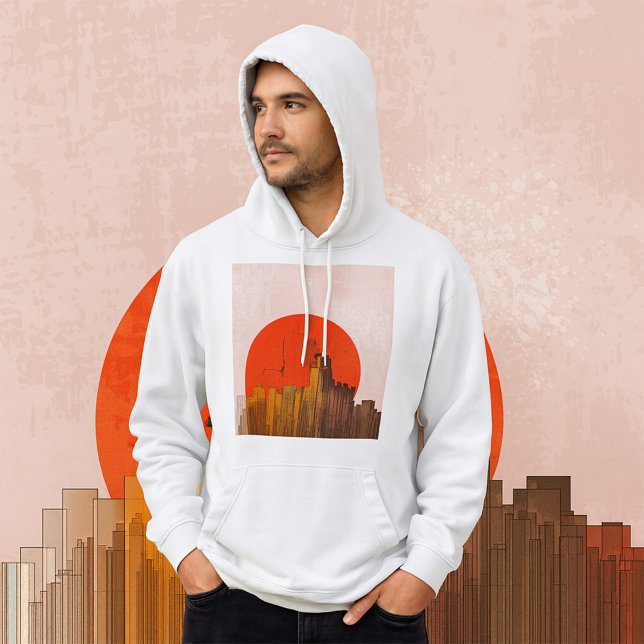 Urban Skyline mit Red Sun Grunge City Hoodie (Von Creator hochgeladen)