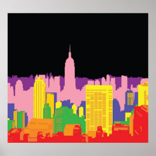 Urban Skyline: Nachtruinendekor. Poster