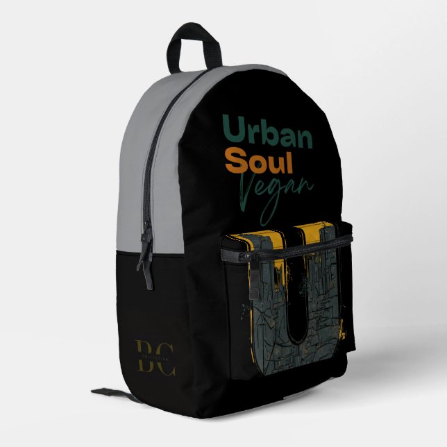 Urban Soul Vegan Health and Wellness Bedruckter Rucksack (Rückseitige Ecke links)
