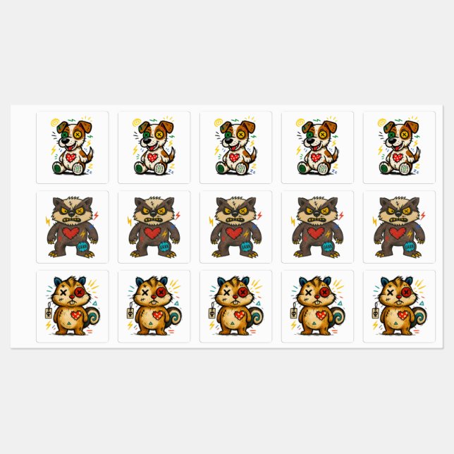 Urban Stitch Trio — Sticker-Packung Etiketten (Blatt)