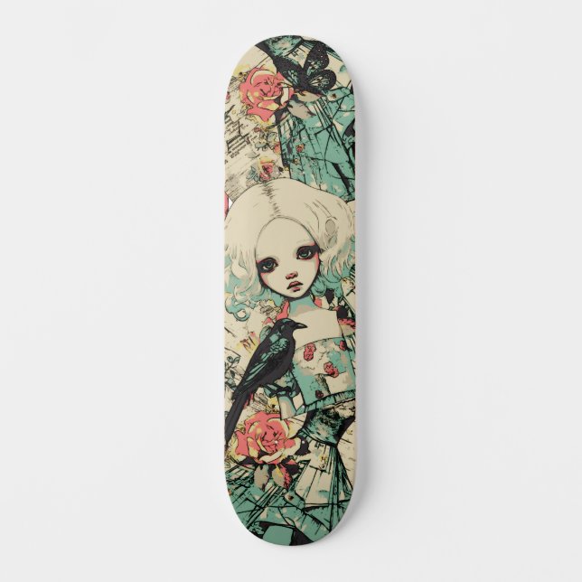 Urban Street Art Inspiriert Gothic Girly Girl Skateboard (Vorderseite)
