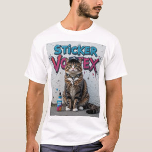 Urban Street Style Cool Cat Graffiti Cat Design T-Shirt