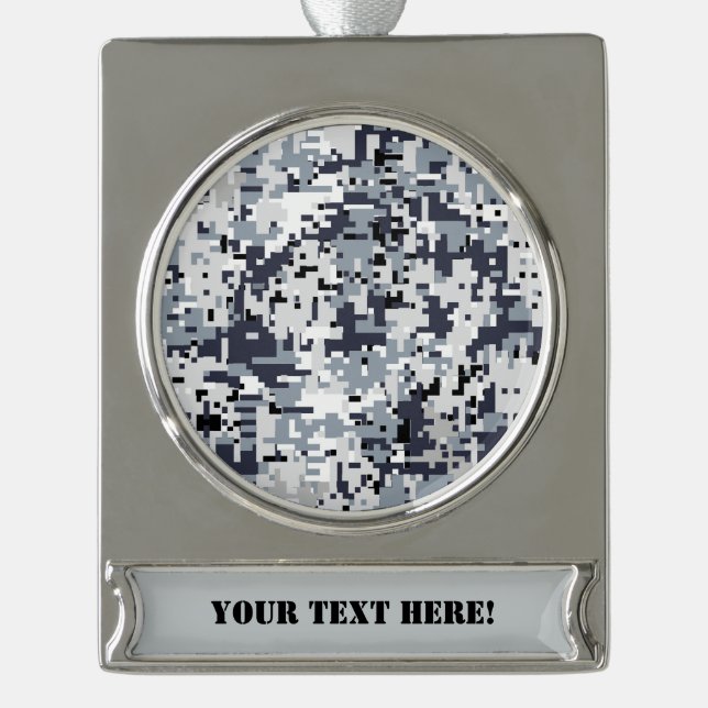 Urban Style Silver Digital Camouflage Banner-Ornament Silber (Vorderseite)