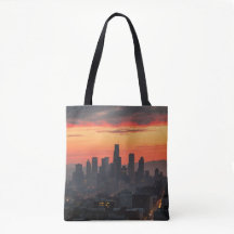 Urban Sunset Skyline - Over - Print Totbeutel