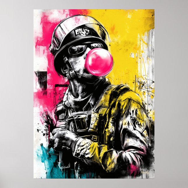Urban Tactical Figure mit Bubble-Gum Zeitgenössisc Poster (Vorne)