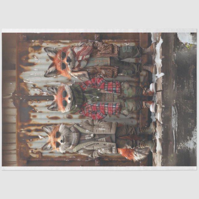 Urban Trio Fox Bruderschaft Dekoupage Seidenpapier (Vorderseite)