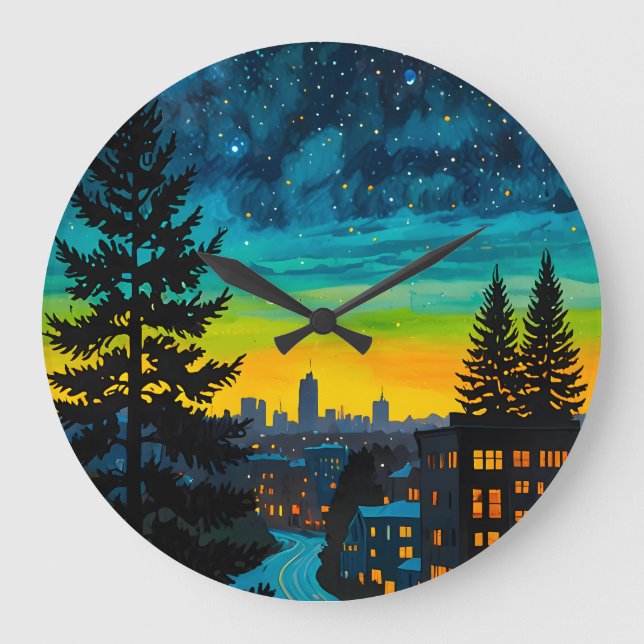 Urban Twilight Glow Große Wanduhr (Vorderseite)