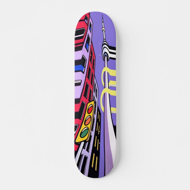 Urban Vibes Skateboard – Bold Pop Art City Design (Vorne)