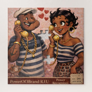 Urban Vintage Love – Verspieltes Schwarzes Paar Ku Puzzle