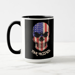 Urban Warrior American Skull Your Text Message Tasse