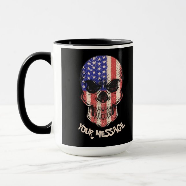 Urban Warrior American Skull Your Text Message Tasse (Links)