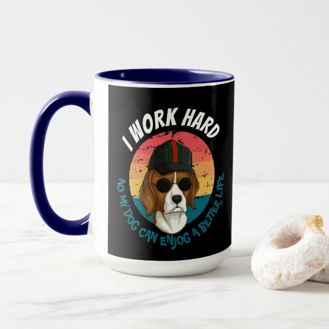 Urban Warrior IWORK HARD HOUND! Tasse (Mit Donut)
