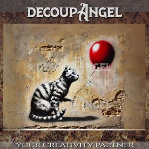 Urban Whimsy: Die gestreifte Katze und der Rote Ba Seidenpapier