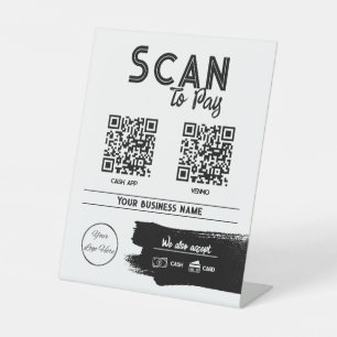 Urban white 2 QR-Codes Tatttoo Shop Scan zu zahlen Sockelschild