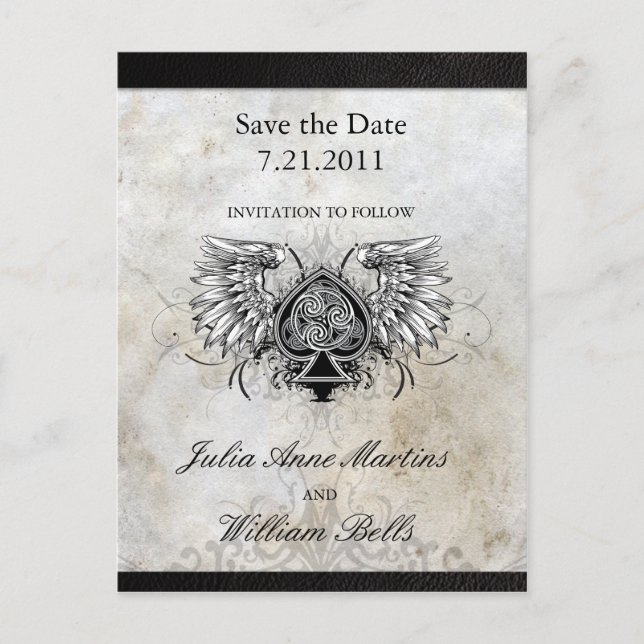 Urban Winged Celtic Knot Save the Date Postkarten (Vorderseite)