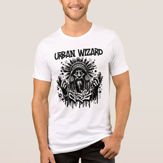 Urban Wizard Graphic Tee. Street Art Magic T-Shirt Tri-Blend Shirt (Vorderseite)