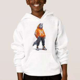 Urban Wolf Vibes - Futuristic Streetwear Design Hoodie