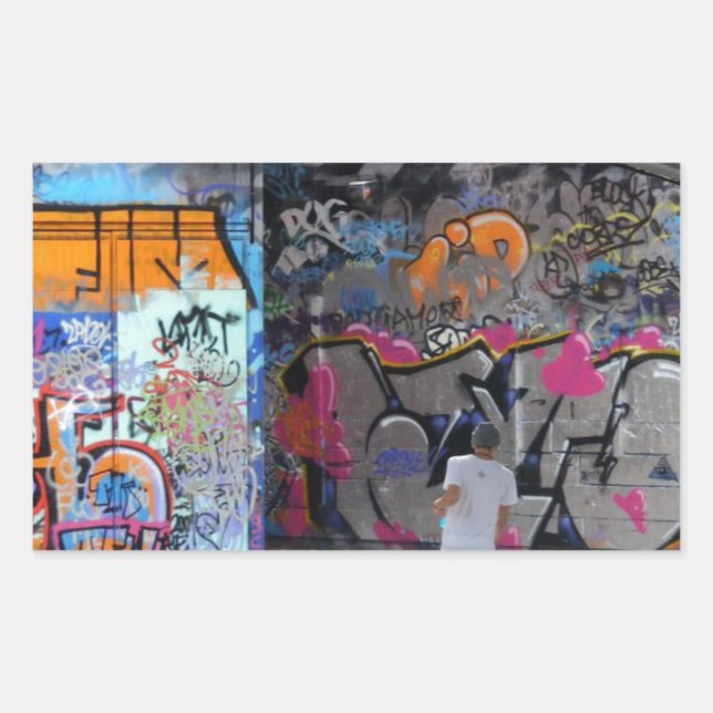 Urband Street Art-Graffiti Rechteckiger Aufkleber (Vorderseite)