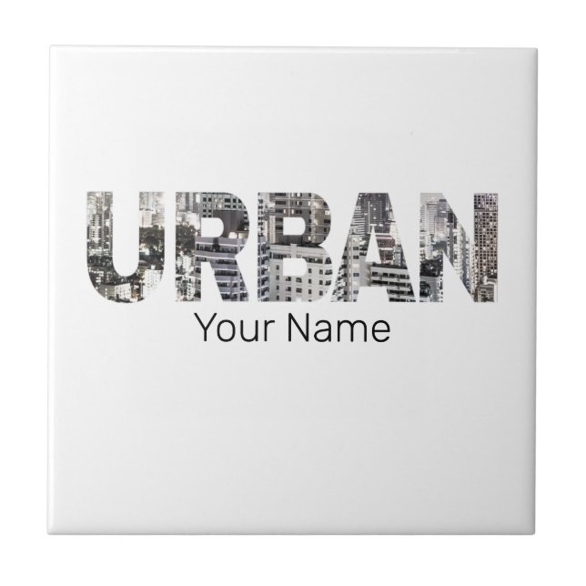 Urbane Hauptstadt Briefe Urbaner Vintages Design Fliese (Vorderseite)