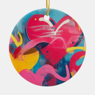 Urbane Liebe: Graffiti Hearts Keramik Ornament
