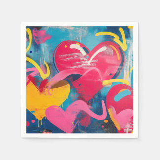 Urbane Liebe: Graffiti Hearts Serviette