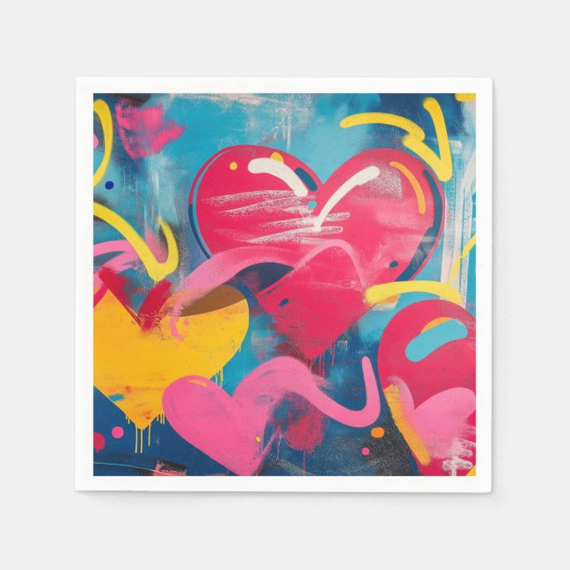 Urbane Liebe: Graffiti Hearts Serviette (Vorderseite)
